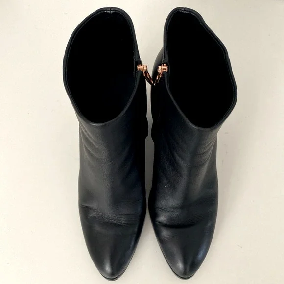 Alexander Wang Gabi Leather Ankle Boot Black Cutout Block Heel Rose Gold 41 11